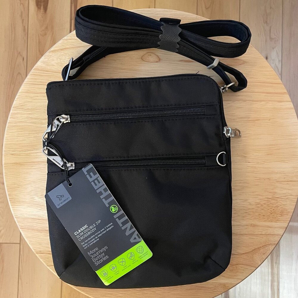 Travelon Slim Double Zip Cross Body Purse